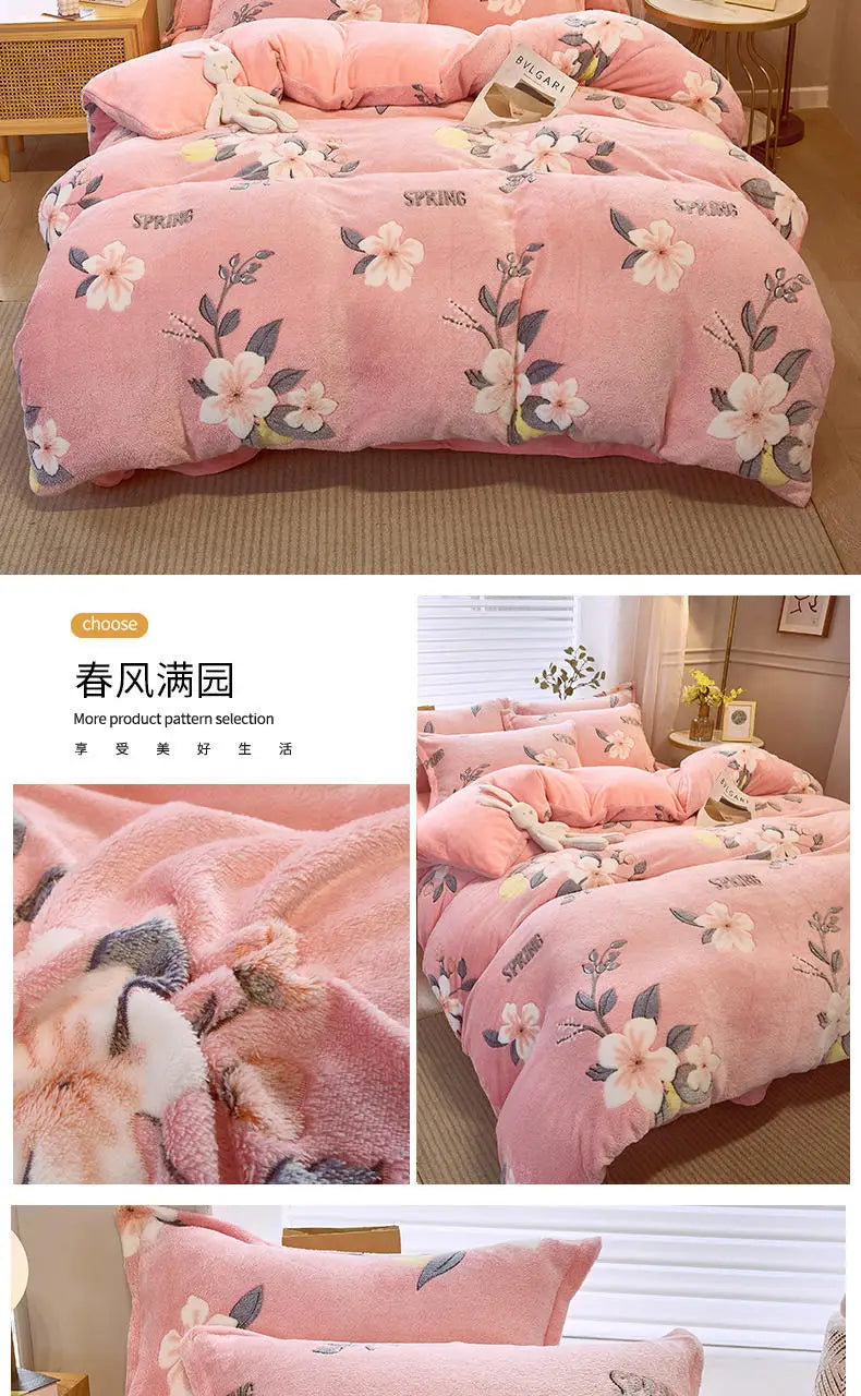 Housse de Couette Fleurie en Polaire