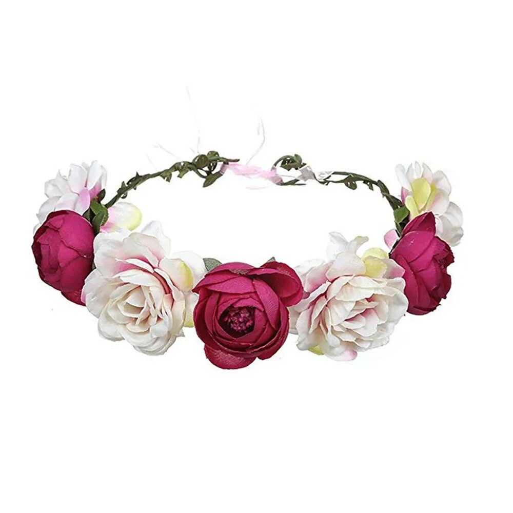 Couronne De Fleurs <br> Rouge-Rose Mariage