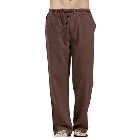 Pantalon Lin Homme <br> Epuré Brun