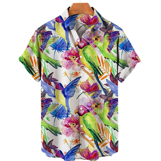 Chemise a Fleur Homme <br> Oiseaux Tropicaux