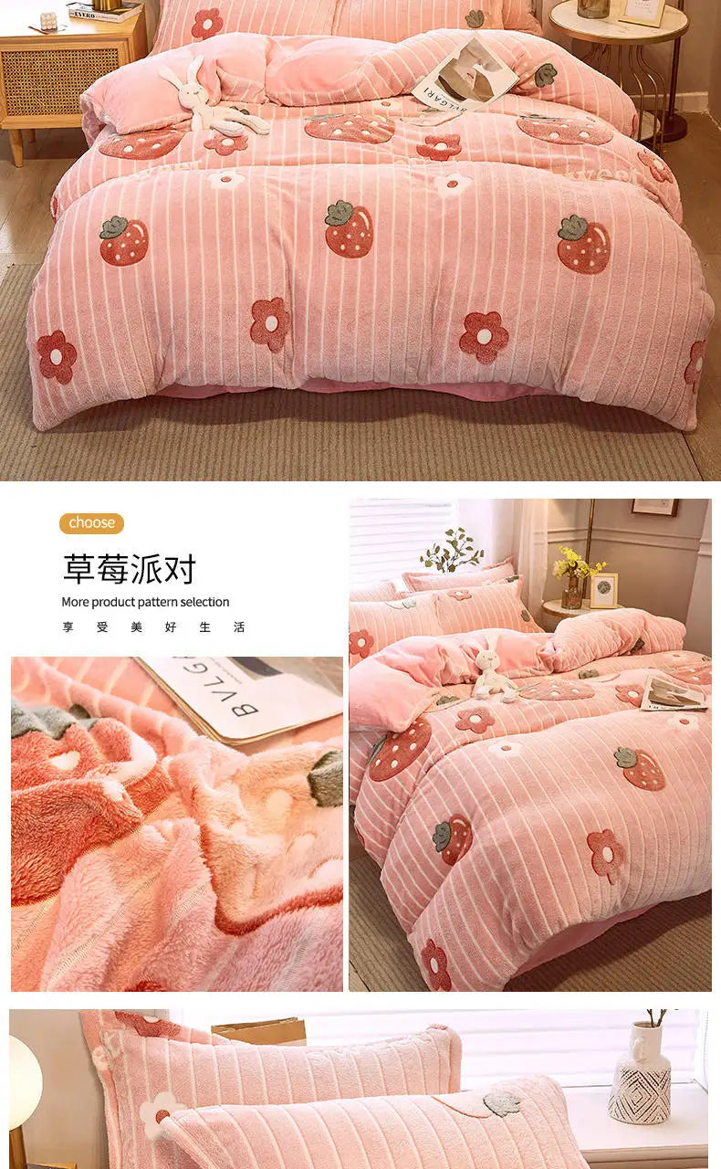 Housse de Couette Fleurie en Polaire