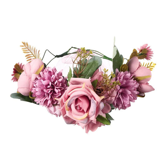 Couronne De Fleurs <br> Design Rouge-Rose