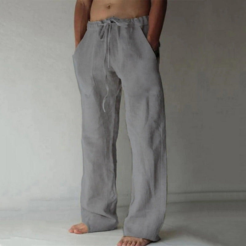 Pantalon Lin Homme <br> Fashion Gris