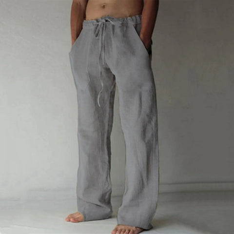 Pantalon Lin Homme  Fashion Gris