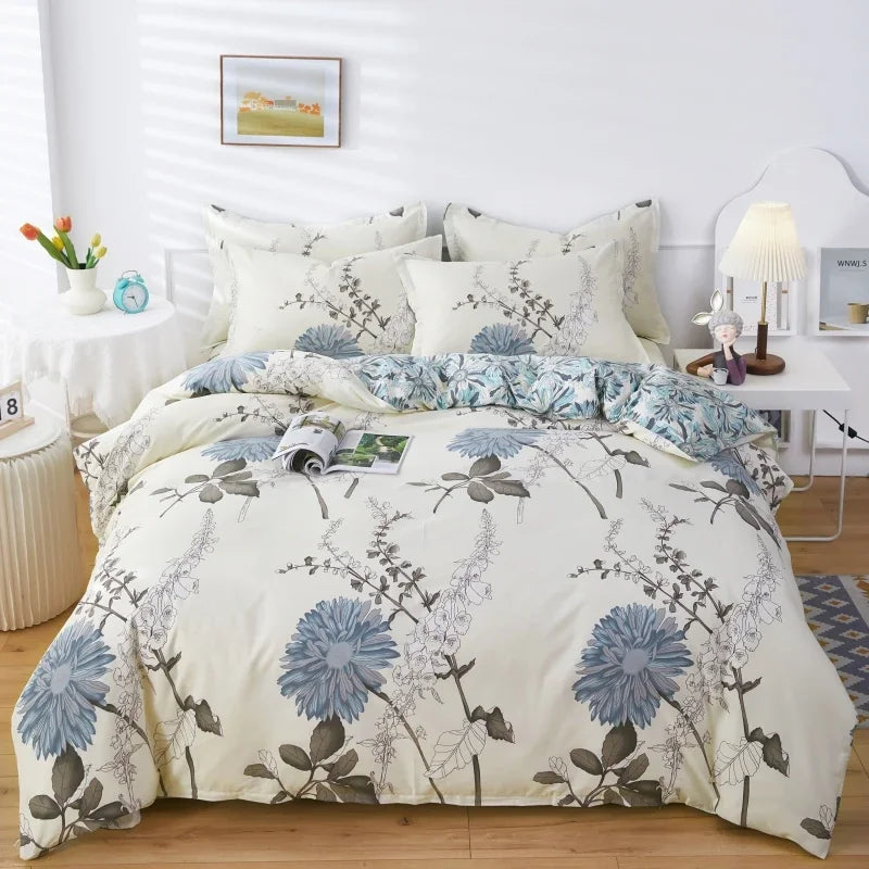 Housse de Couette Fleurie Moderne en Coton