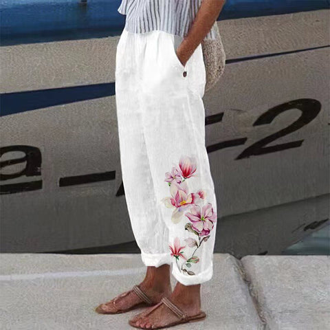 Pantalon Lin Femme  Classe Fleur