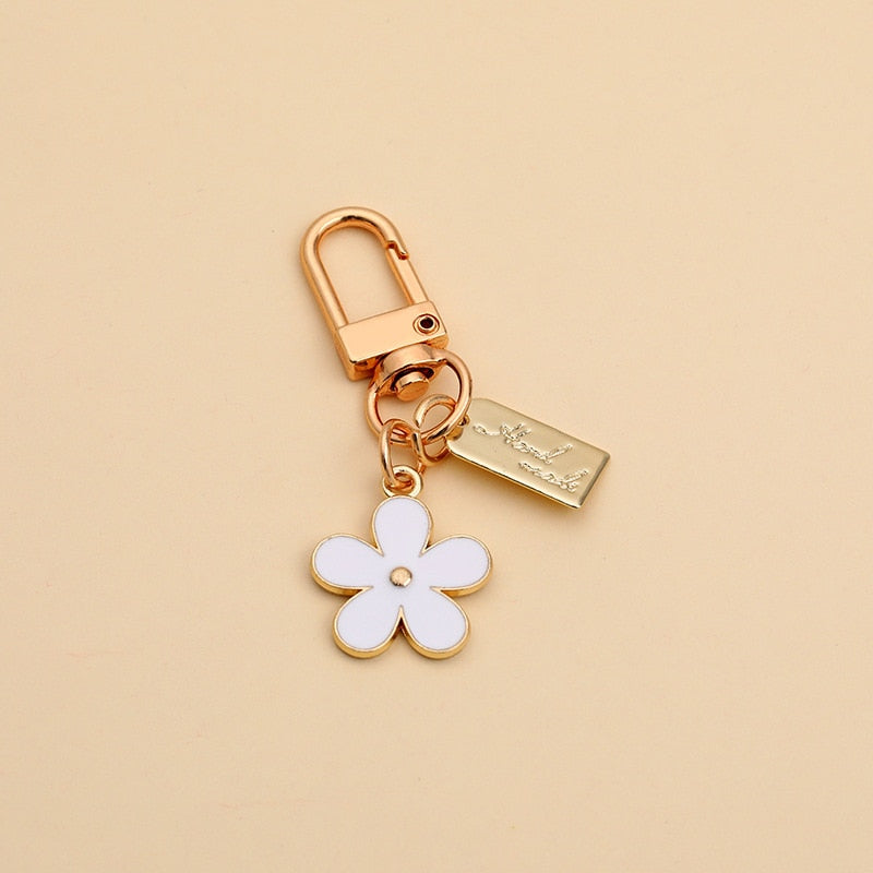 Porte Clé Fleur <br> Cadenas Blanc