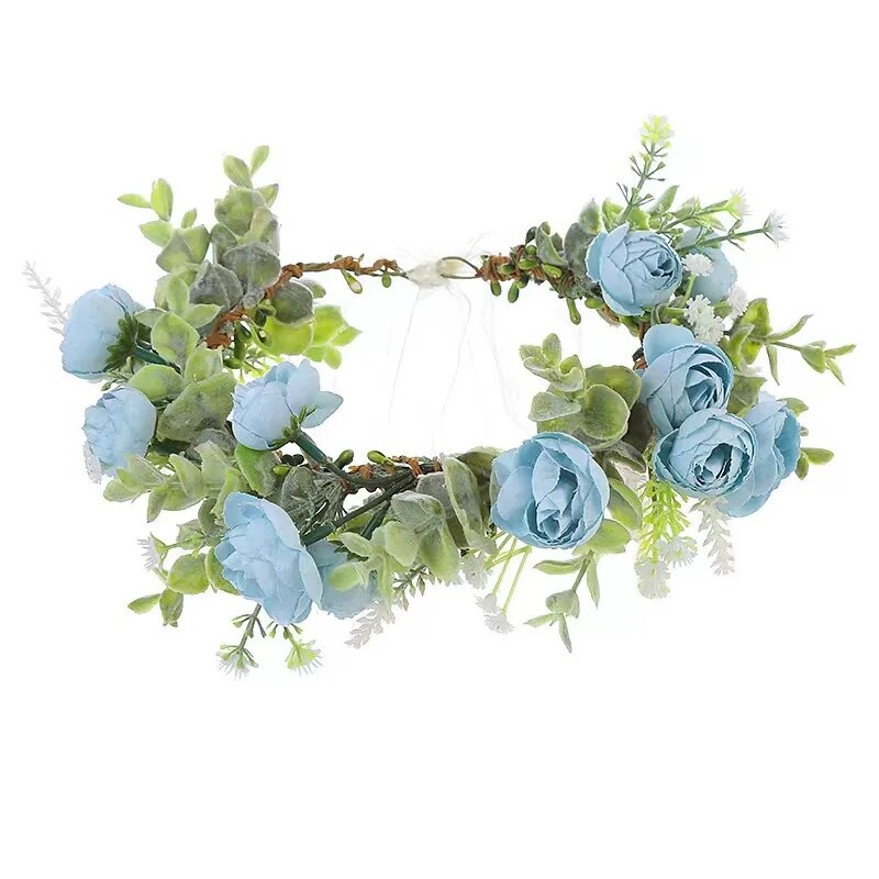 Couronne De Fleurs <br> Séchées Bleu