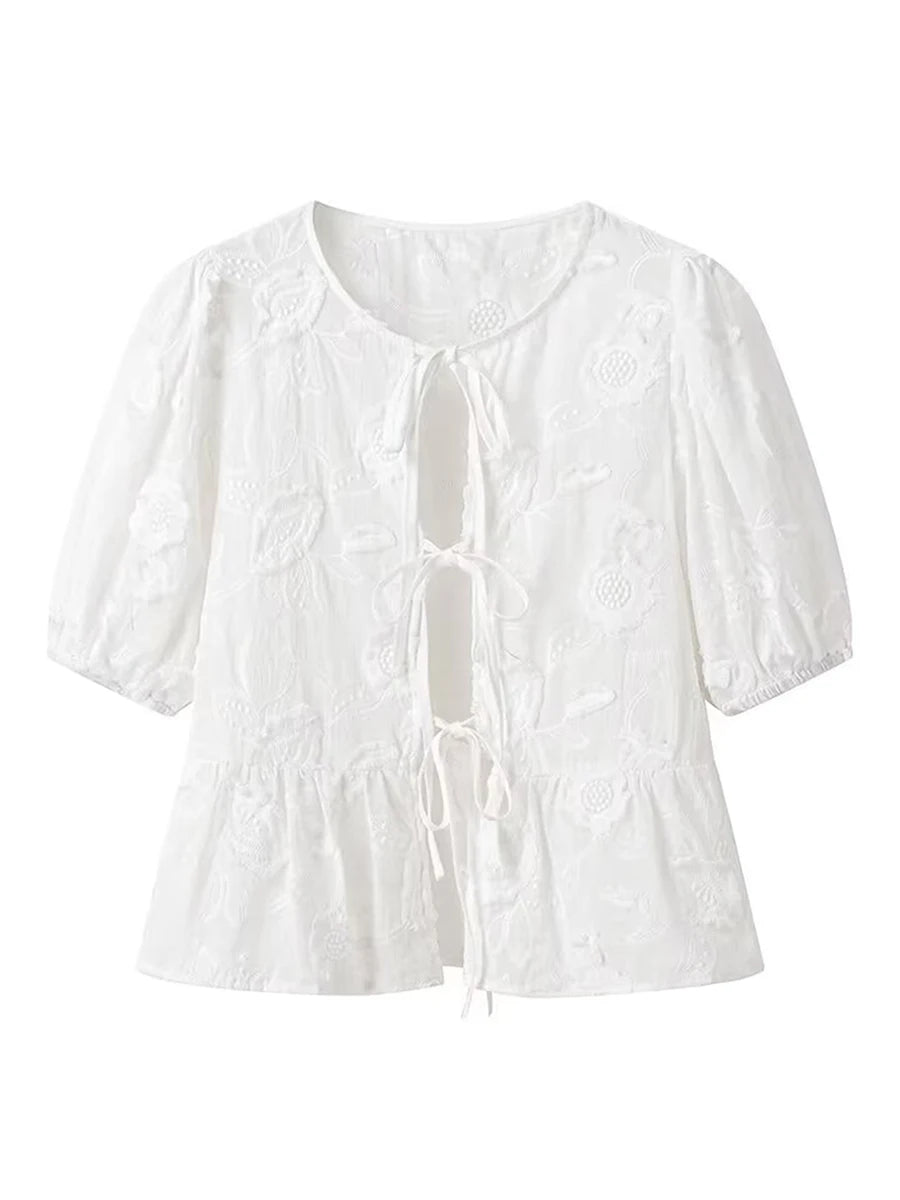 Chemise Blanche A Fleur Femme