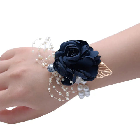 Bracelet Fleur  Mariage Bleu Marine