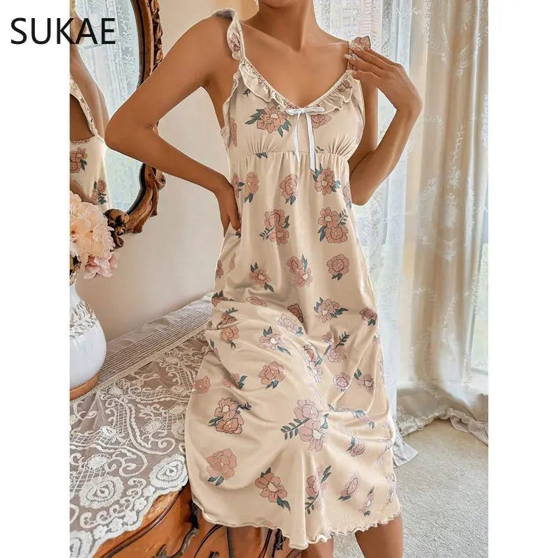 3D Floral Print Nightgown