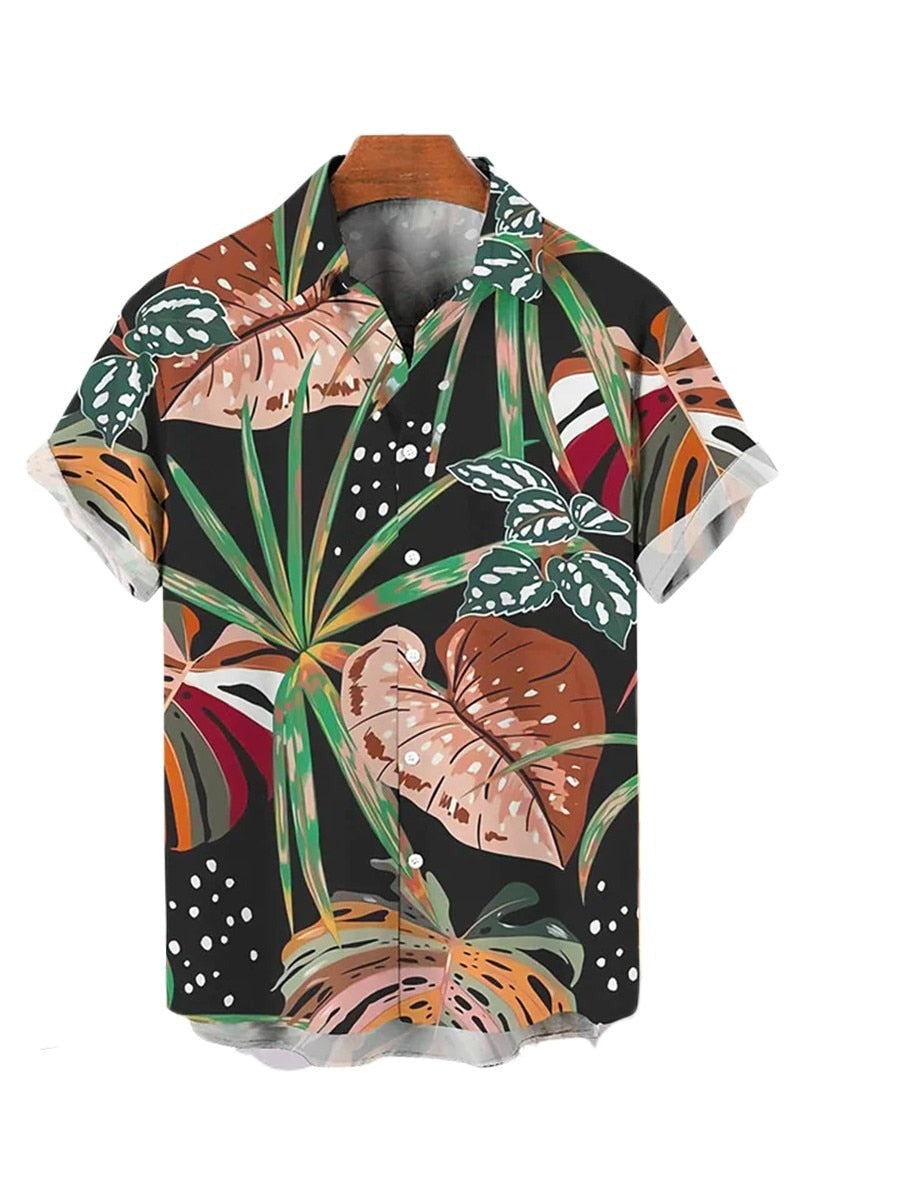 Chemise A Fleur Homme <br> Design Simple Feuille Jungle