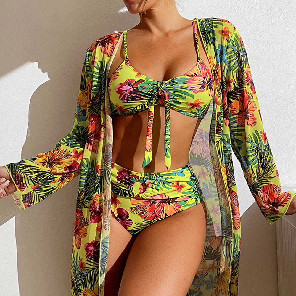 Maillot De Bain Fleuri Bikini <br> Fleuri Jaune