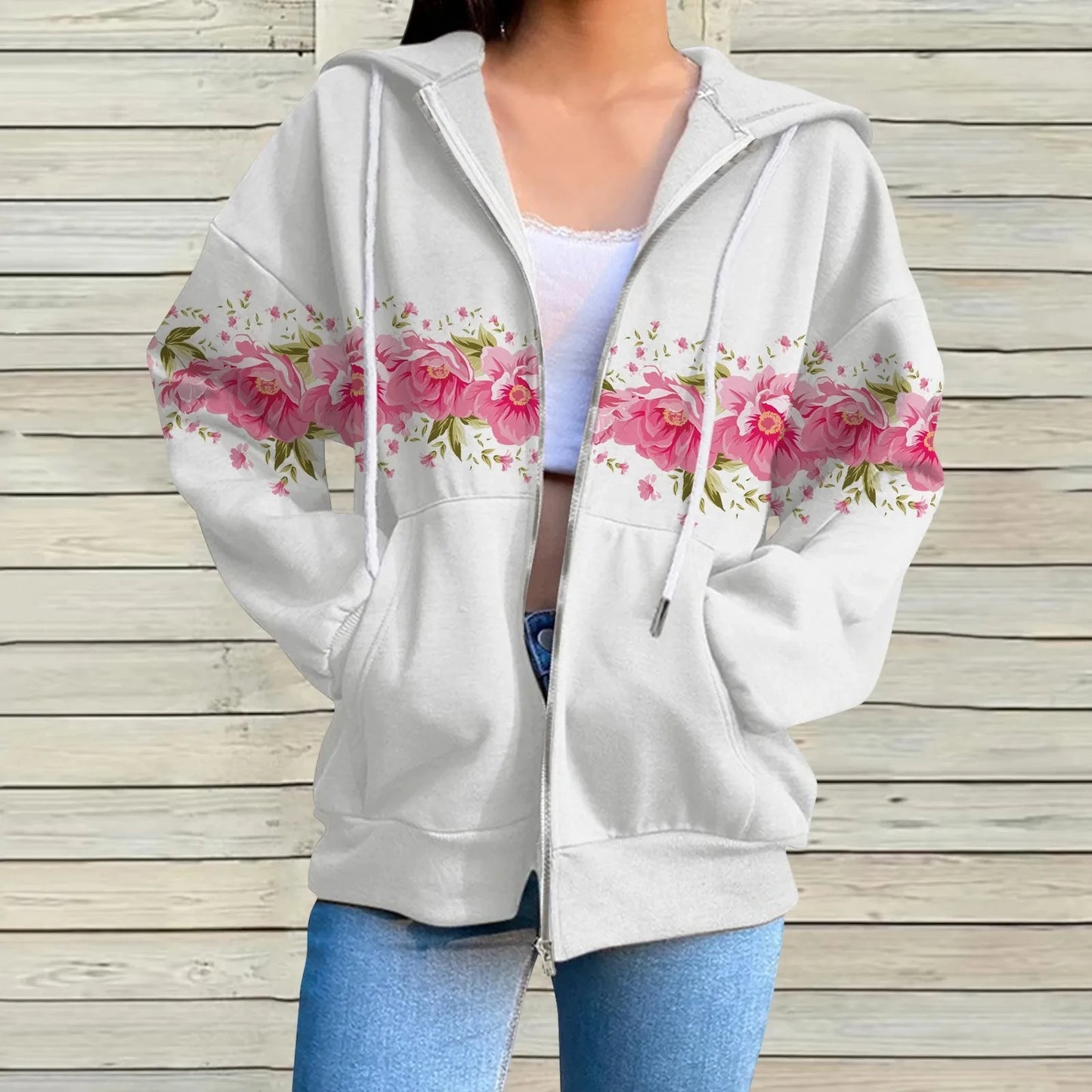 Pull Fleuri <br> Rose Naturelle