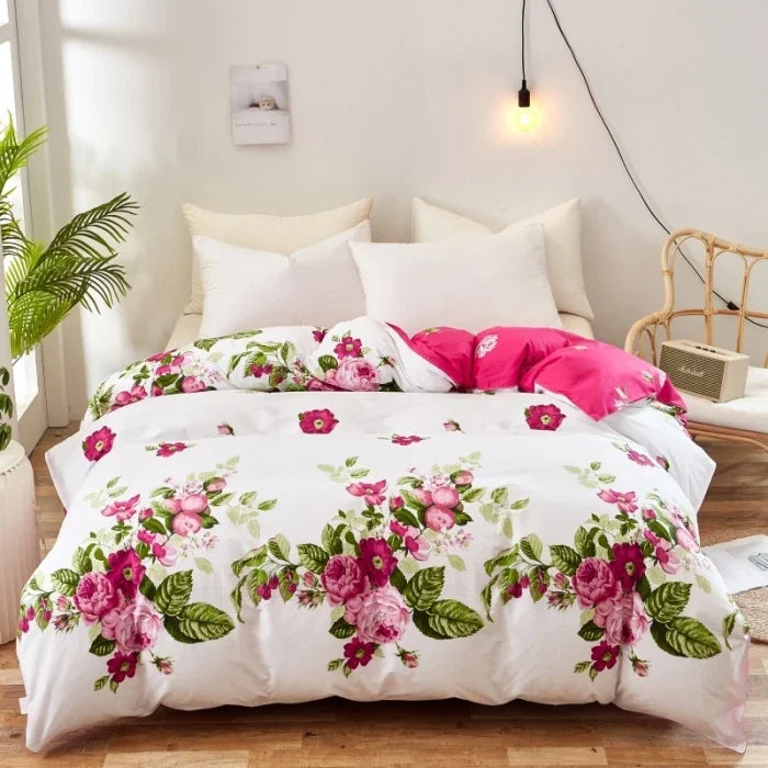 Housse de Couette Fleurie Moderne en Coton