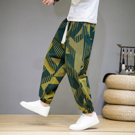 Pantalon Lin Homme <br> Chinois Vert