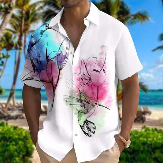 Chemise A Fleur Homme <br> Elégante Retro