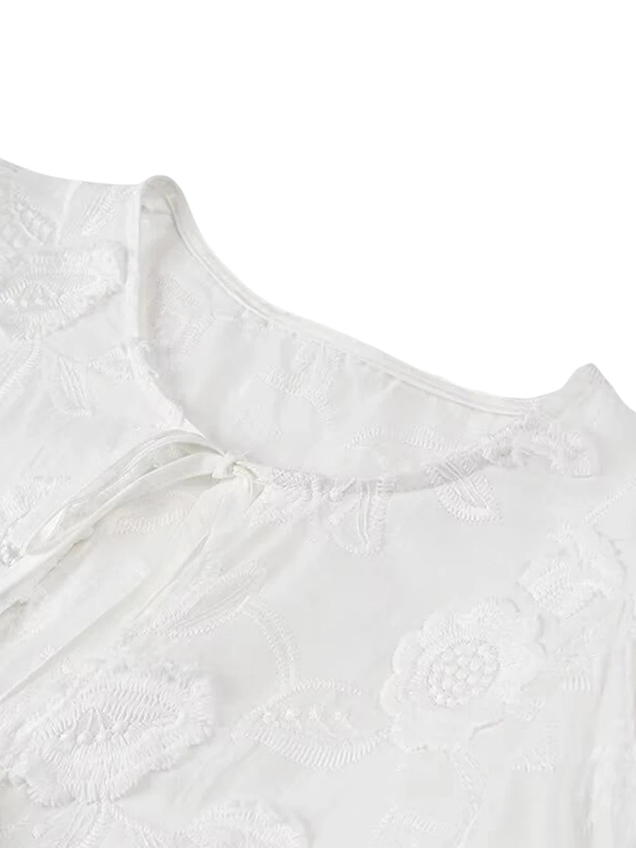 Chemise Blanche A Fleur Femme