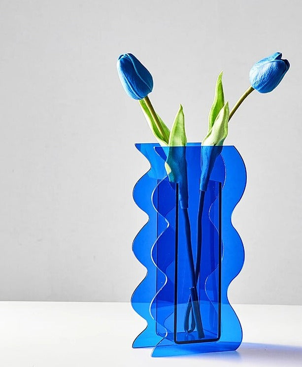 Vase Fleur <br> Abstrait Bleu