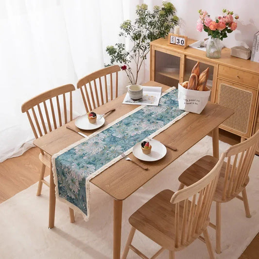 Chemin De Table <br> Fleur Vintage Bleu