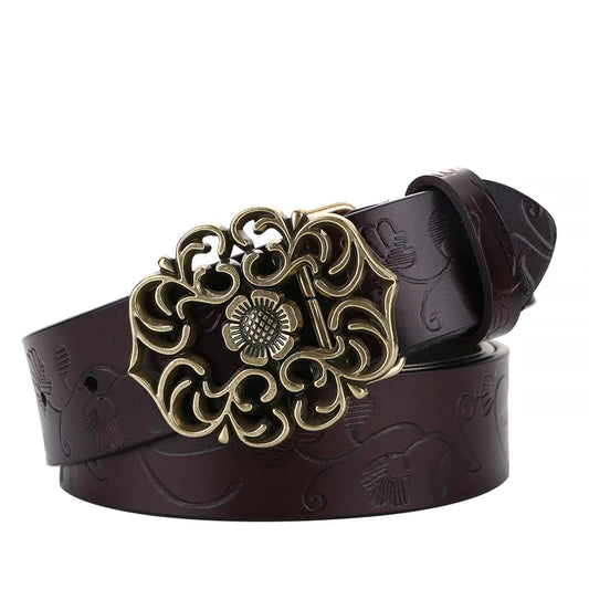 Ceinture Fleur <br> Cuir