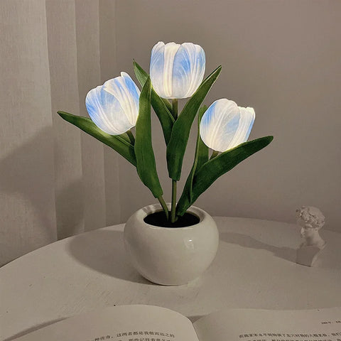 Lampe Fleur  Tulipe Bleu