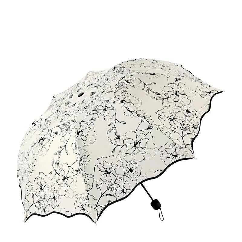 Parapluie Fleur <br> Femme Noir