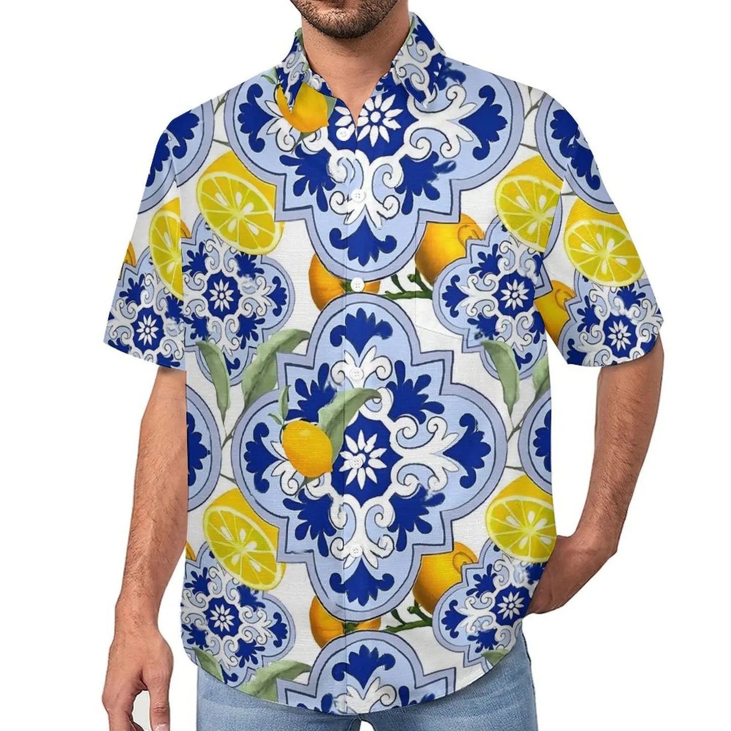 Camisa extragrande con flores para vacaciones para hombre