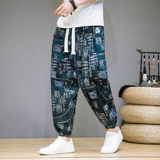 Pantalon Lin Homme <br> Chinois Bleu