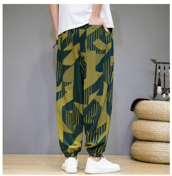 Pantalon Lin Homme <br> Chinois Vert