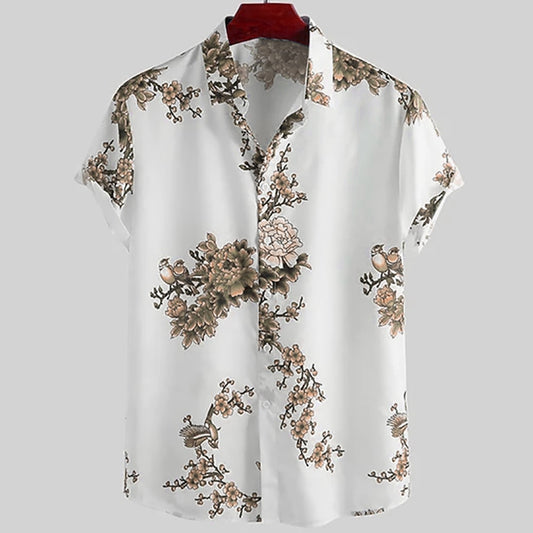 Chemise A Fleur Homme <br> Design Simple Oiseau