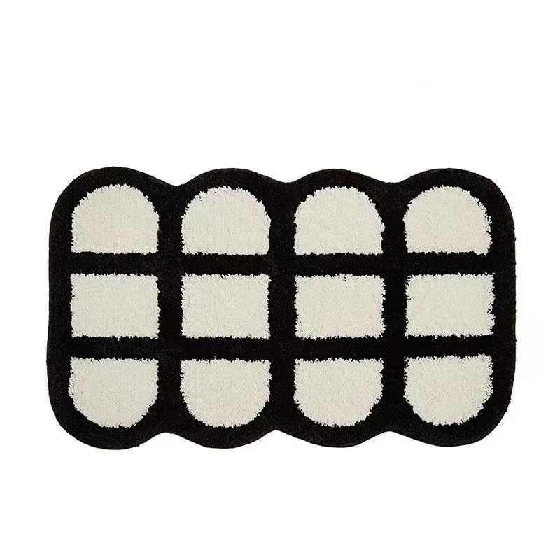 Tapis Fleur <br> Rétro Blanc & Noir