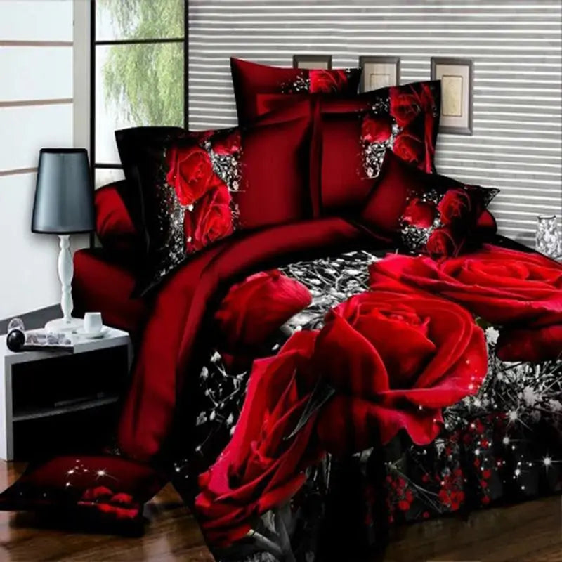 Housse De Couette Fleurie Rouge