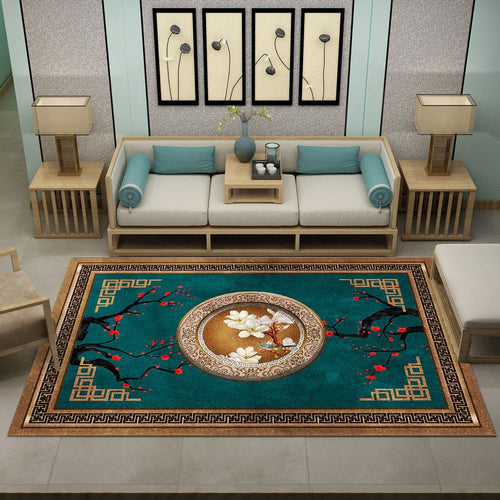 Tapis Fleur   Style Chinois vert Branche