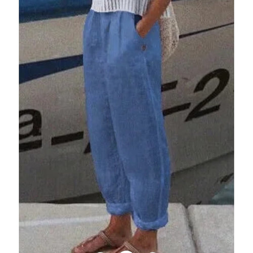 Pantalon Lin Femme   Classe Bleu
