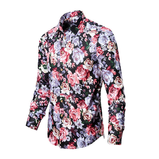 Chemise a Fleur Homme Manche Longue Décontractée en Coton - Plante Paradise