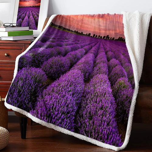Plaid Fleuri   Lavande Coucher De Soleil