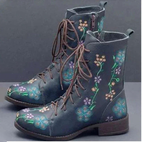 Blue Flowered Boot