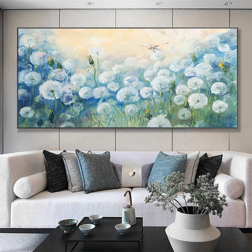 Tableau Fleur   Bleu Epuré