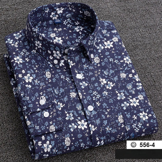 Chemise A Fleur <br> Homme Coton Bleu Marine