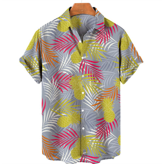 Chemise A Fleur Homme <br> Oversize Fruit Ananas Palmier