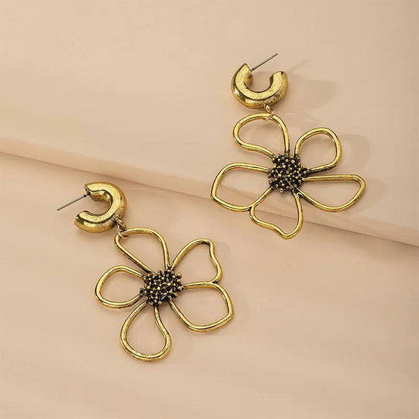 Boucle D'Oreille Fleur   Doré Fashion