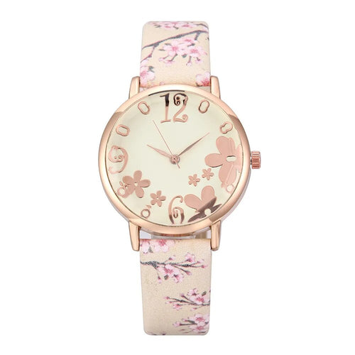 Montre Fleurie   Rose Clair