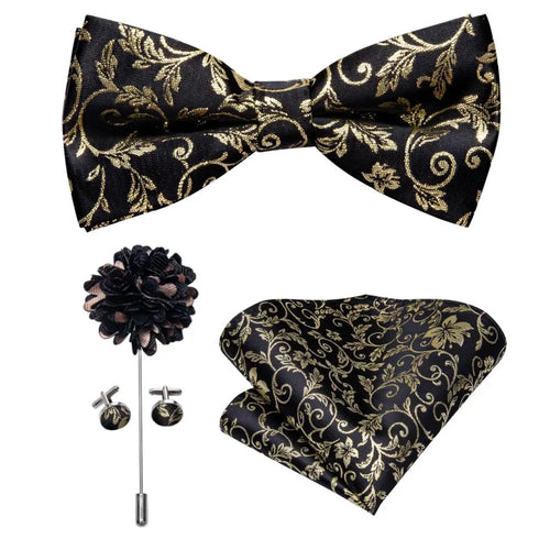 Pajarita floral  Negro