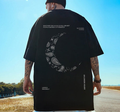 T-Shirt Fleur Premium   Lune Fleurie Noire