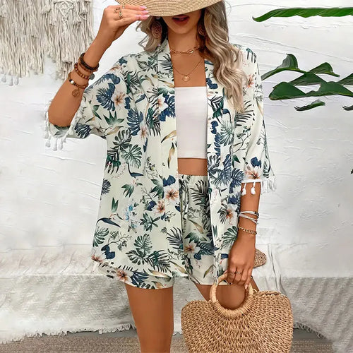 Women's Floral Cardigan Set