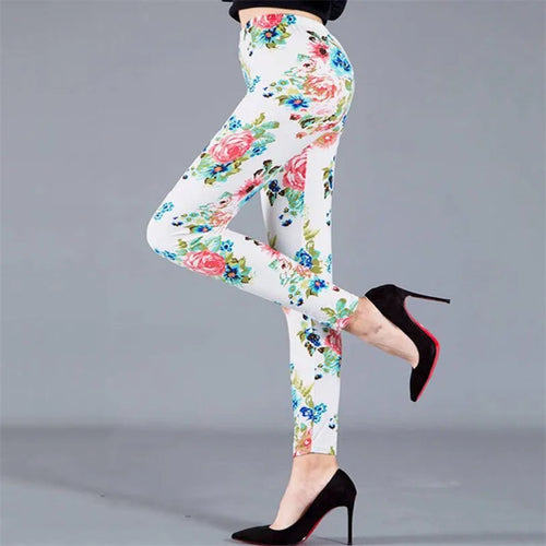 Legging Fleuri   Sport Blanc