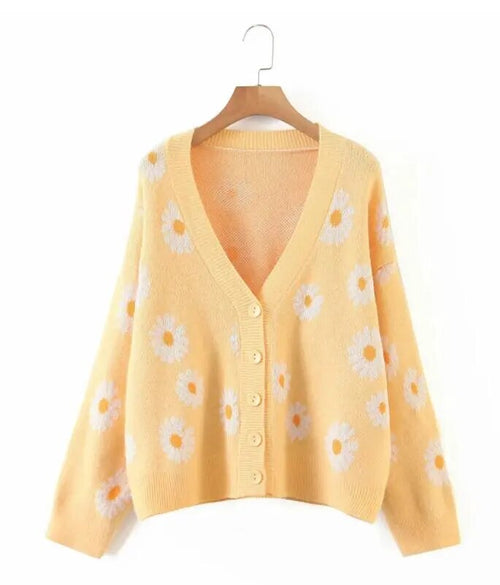 Cardigan Fleur   Marguerite Jaune