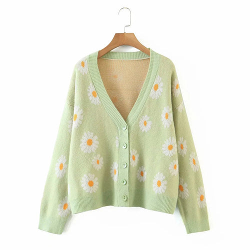 Flower Cardigan  Daisy Green