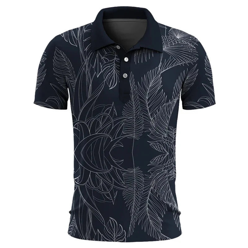 Polo Fleuri Homme Noir - Plante Paradise